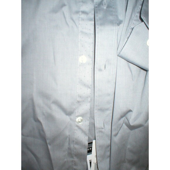 New NWT Mens Button Down Shirt 16.5 M Light Gray Perry Ellis Cotton Stretch - Picture 2 of 6